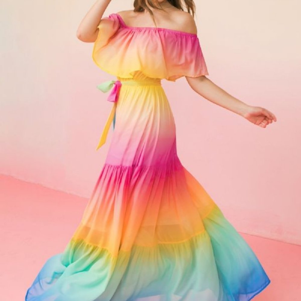 (S) Rainbow Maxi Dress - Picture 2 of 5